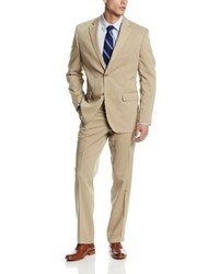 Perry Ellis Tan Solid Two Button Side Vent Modern Fit Suit
