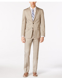 Calvin Klein X Fit Solid Tan Slim Fit Suit