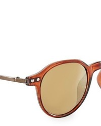 Topman 45mm Round Sunglasses Light Brown