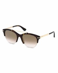 Tom Ford Adrenne Gradient Semi Rimless Brow Bar Sunglasses Brown
