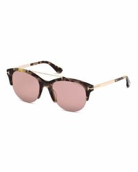 Tom Ford Adrenne Mirrored Semi Rimless Brow Bar Sunglasses Brown