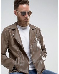 Asos Aviator Sunglasses In Brown With Gold Metal Arms