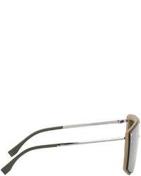 Fendi Beige Gunmetal Forever Shield Sunglasses