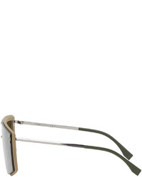 Fendi Beige Gunmetal Forever Shield Sunglasses