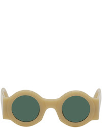 Dries Van Noten Beige Linda Farrow Edition Circle Sunglasses