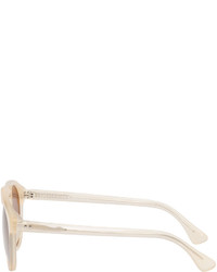 Dries Van Noten Beige Linda Farrow Edition Flat Top Sunglasses