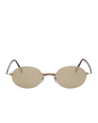 Ray-Ban Brown And Gold Rimless Round Sunglasses