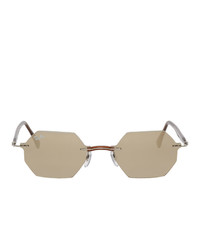 Ray-Ban Brown Hexagon Rimless Sunglasses