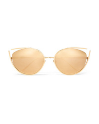 Linda Farrow Cat Eye Gold Plated Sunglasses
