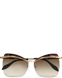 Alexander McQueen Cat Eye Tortoiseshell Acetate And Gold Tone Sunglasses Brown