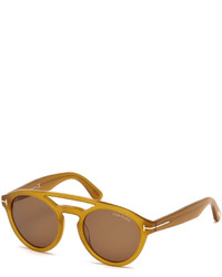Tom Ford Clint Round Acetate Sunglasses Amber