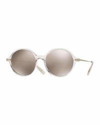 Oliver Peoples Corby Round Mirrored Sunglasses Sand