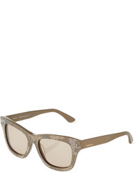 Valentino Crystal Encrusted Square Acetate Sunglasses Camouflage Safari