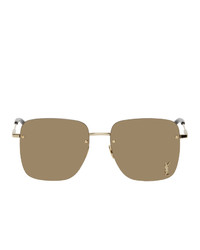 Saint Laurent Gold And Brown Mirror Sl 312 Sunglasses