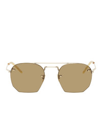 Saint Laurent Gold And Brown Sl 422 Sunglasses
