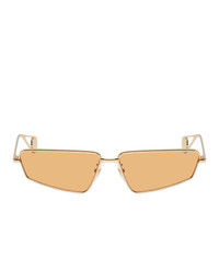 Gucci Gold And Orange Rectangular Sunglasses