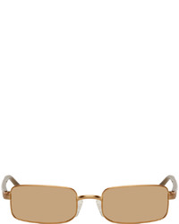 Dries Van Noten Gold Linda Farrow Edition Mirror Rectangular Sunglasses