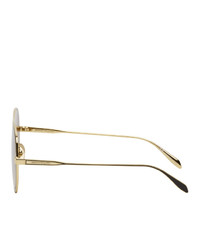 Alexander McQueen Gold Metal Aviator Sunglasses