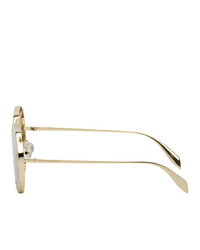 Alexander McQueen Gold Metal Round Sunglasses