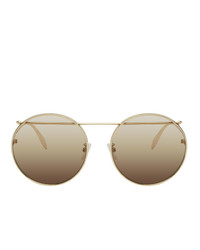Alexander McQueen Gold Metal Round Sunglasses