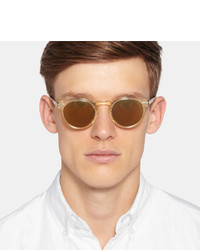Oliver Peoples Gregory Peck Round Frame Acetate Mirrored Sunglasses