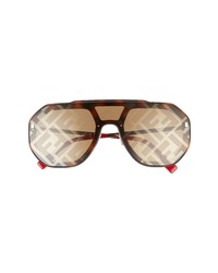 Fendi Mask Logo Sunglasses In Dark Havana Brown Mirror At Nordstrom