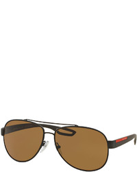 Prada Metal Aviator Sunglasses Brown