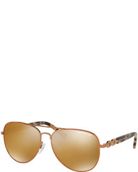 Michael Kors Michl Kors Mirrored Chain Link Aviator Sunglasses Copper