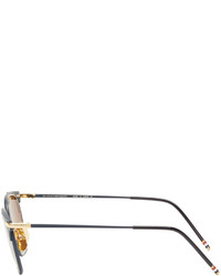 Thom Browne Navy And 18k Gold Square Sunglasses