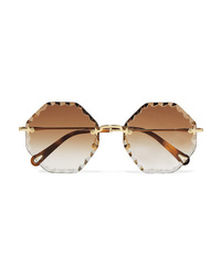 Chloé Octagon Frame Gold Tone Sunglasses