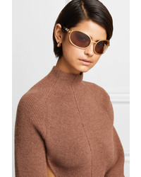 Chloé Oversized Oval Frame Gold Tone And Acetate Sunglasses