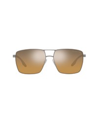 Prada Linea Rossa Prada 59mm Rectangular Sunglasses In Gunmetal Rubber Brown Mirror At Nordstrom