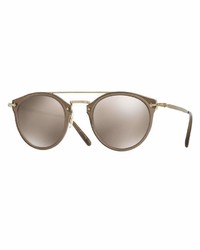 Oliver Peoples Remick Mirrored Brow Bar Sunglasses Taupe
