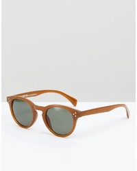 Pull&Bear Retro Sunglasses In Brown