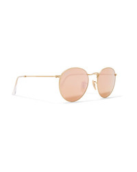Ray-Ban Round Frame Gold Tone Mirrored Sunglasses