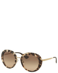 Prada Round Gradient Plasticmetal Sunglasses Opal Brown