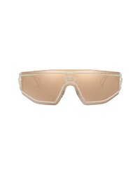 Versace Shield Sunglasses In Golddark Brown Mirrored Gold At Nordstrom