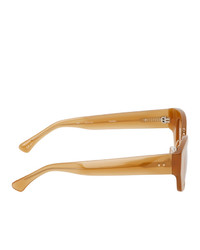 Dries Van Noten Tan Linda Farrow Edition Rectangular Sunglasses