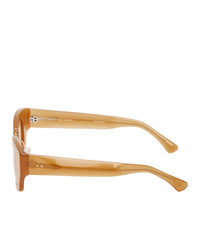 Dries Van Noten Tan Linda Farrow Edition Rectangular Sunglasses