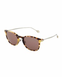 Gucci Thin Solid Round Sunglasses Brown Tortoise