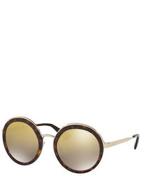 Prada Trimmed Mirrored Round Sunglasses