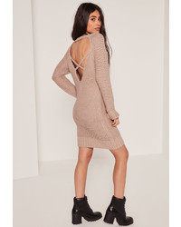 Missguided Nude Back Detail Mini Sweater Dress