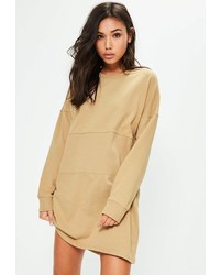 Missguided Nude Oversized Panel Sweater Dress