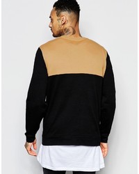 Asos Brand Cut Sew Sweatshirt In Camel