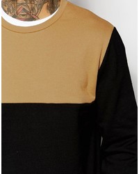 Asos Brand Cut Sew Sweatshirt In Camel