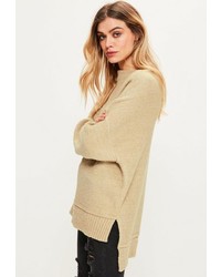 Missguided Camel Exposed Seam Sweater