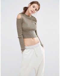 Daisy Street Fitted Sweater With Cold Shoulders