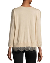 Joie Lace Trimmed Sweater Mushroom