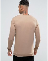 Asos Lightweight Muscle Sweatshirt In Beige