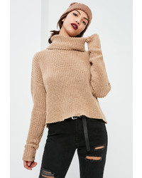 Missguided Nude Chunky Turtle Neck Sweater